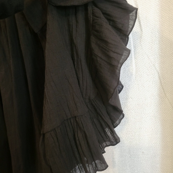 Elan Black Ruffle Sleeve Blouse Tunic Boho Size Medium - Picture 4 of 7